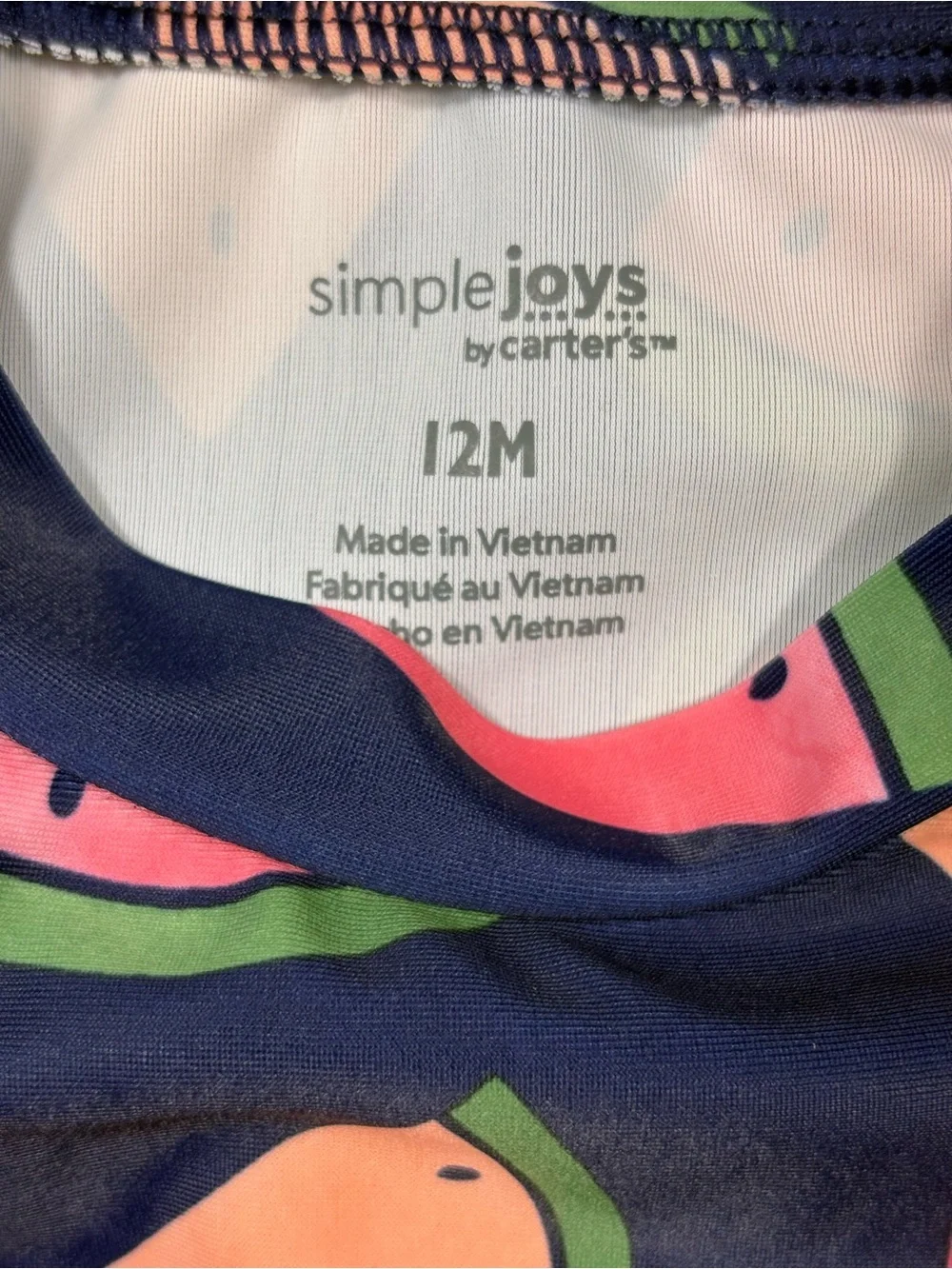Simple Joys by Carter's Navy Long-Sleeve Rashguard with Pink Watermelon Print